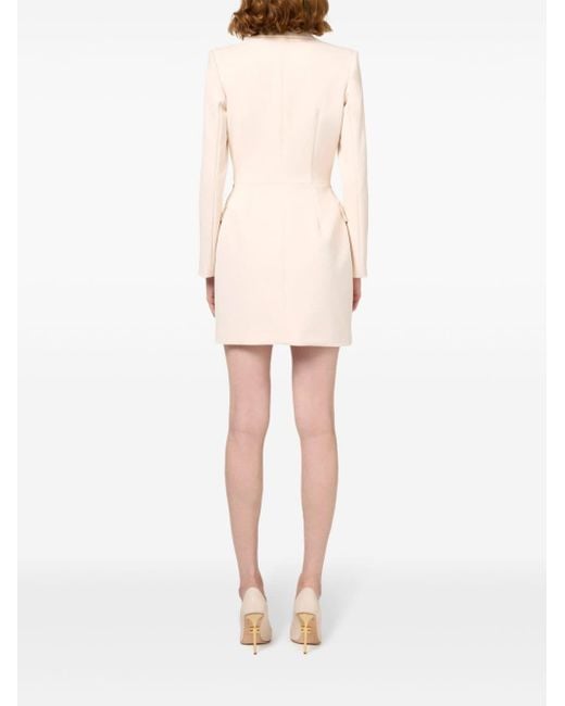 Elisabetta Franchi White Belted Crêpe Blazer Dress