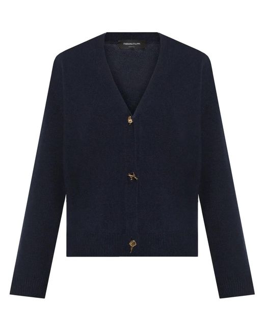 Fabiana Filippi Blue V-Neck Cashmere Cardigan