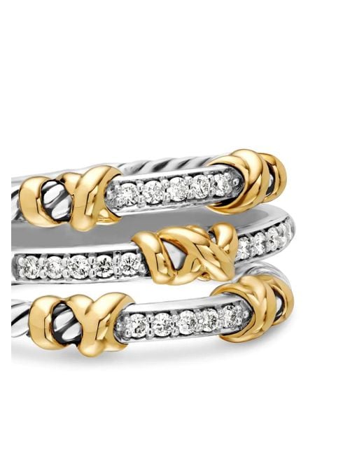 Anello Petite Helena Wrap Three Row di David Yurman in Metallic