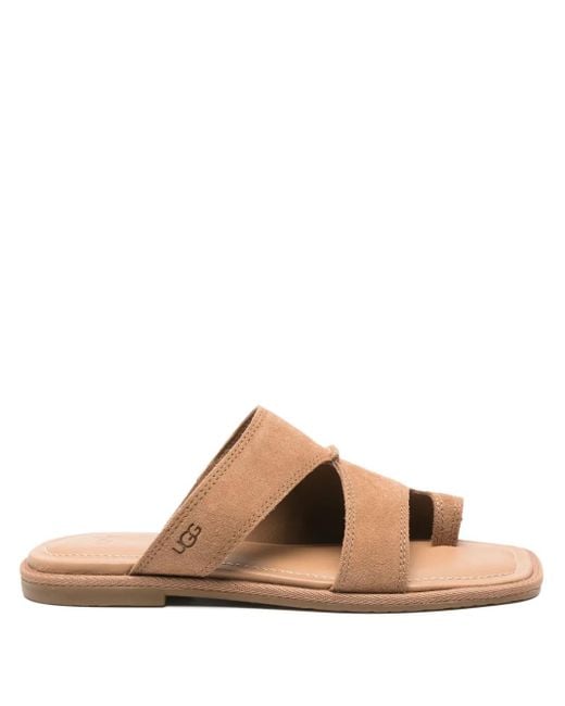 Ugg Brown Matira Double-Strap Suede Flat Sandals