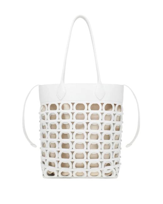 Ferragamo White Kleine Handtasche mit Gancini-Detail