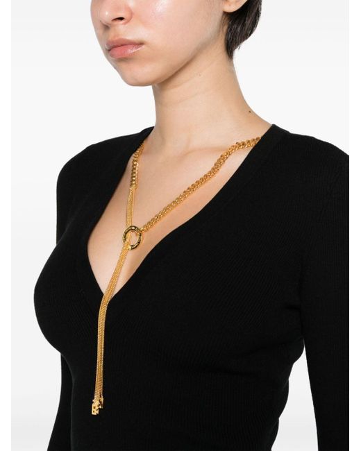 Jersey de canalé con collar removible Elisabetta Franchi de color Black