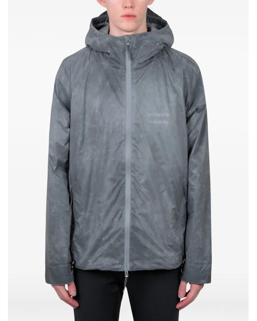 Optimistic Runners Gray Hooded Zip Jacket for men