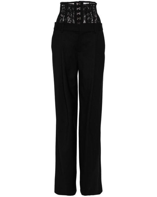 Pantalon taille-haute à détails en dentelle Monse en coloris Black