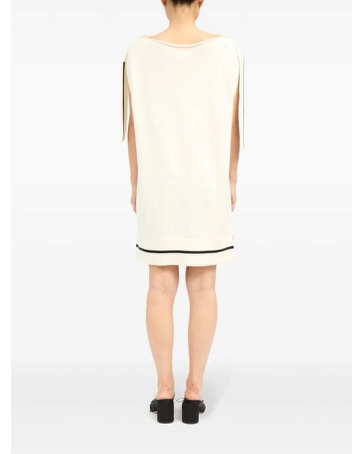 MM6 by Maison Margiela White Logo-Jacquard Knit Dress