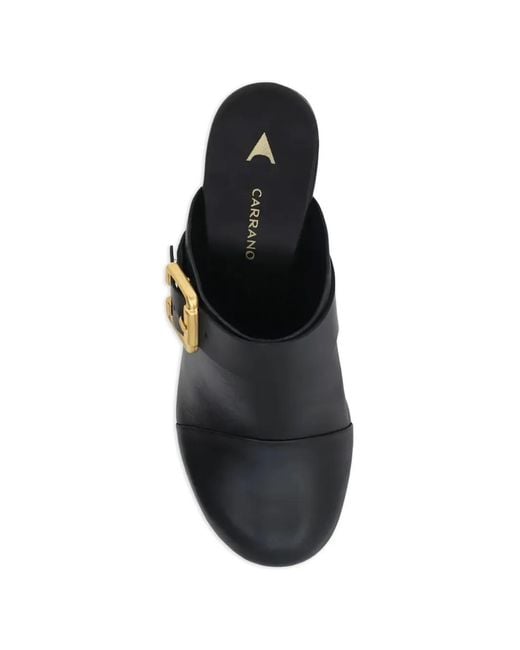 Carrano Brown Buckle-Detail Platform Mules