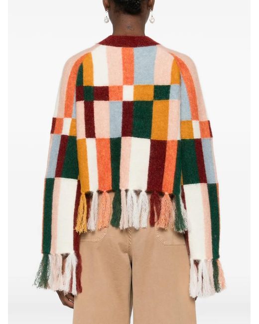 ALÉMAIS Orange Marjorelle Fringe Sweater