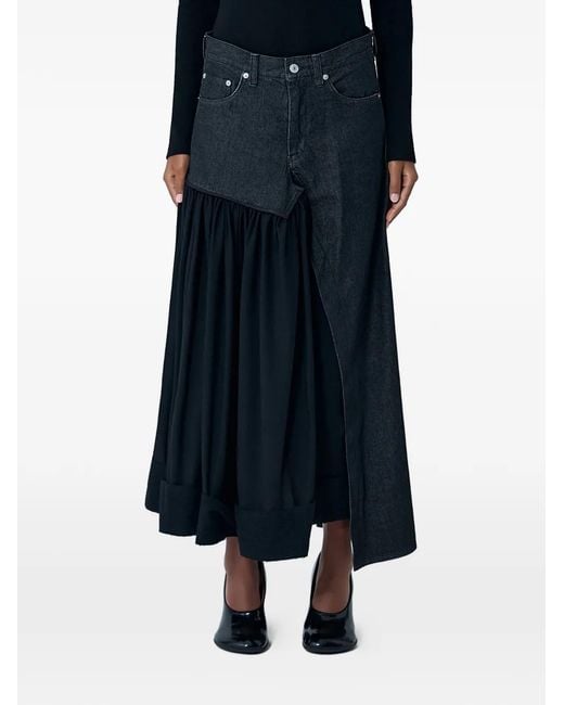 Yohji Yamamoto Blue Cut-Off Combination Midi Skirt