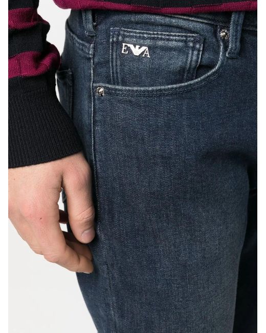 Emporio Armani Blue Low-Rise Skinny Jeans for men