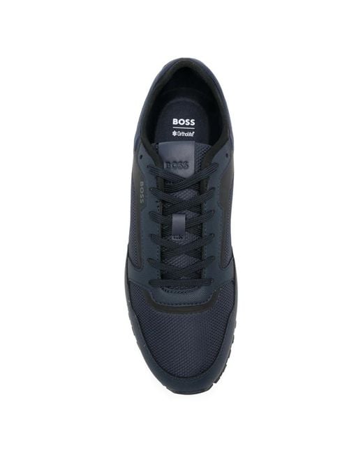 Boss Blue Panelled Sneakers for men