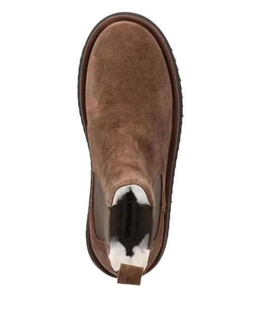 COPENHAGEN Brown Elastic-Panel Suede Chelsea Boots