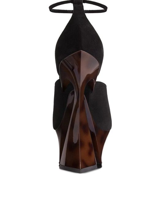 Mugler Black 95Mm Ankle-Strap Sculpted-Heel Mules