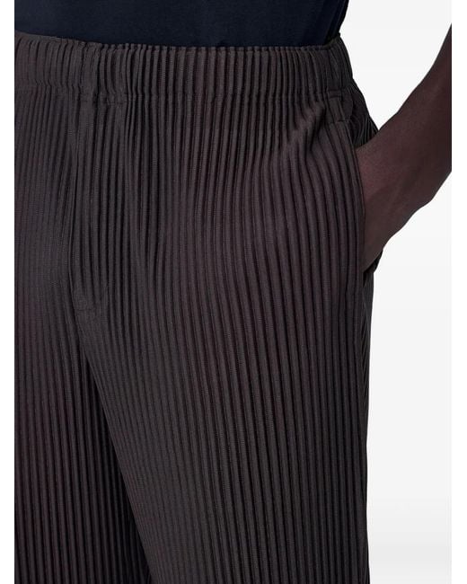 Homme Plissé Issey Miyake Black Pleated Elasticated-Waist Straight-Leg Trousers for men