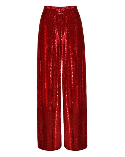 Anouki Red Sequin-Embellished Trousers