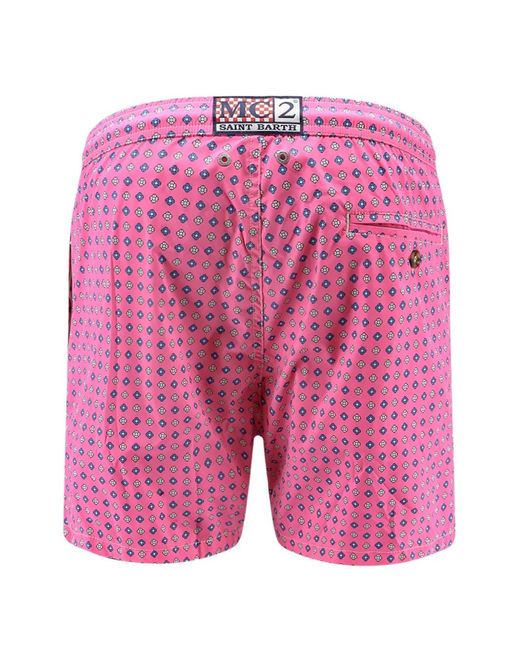Mc2 Saint Barth Pink Floral-Print Swim Shorts for men