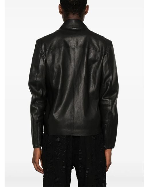 DIESEL Black L-Korn Leather Jacket for men