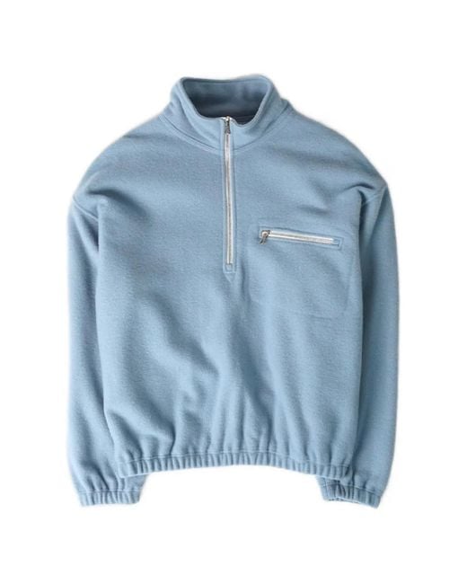Rier Blue Zip-Up Polo Top for men