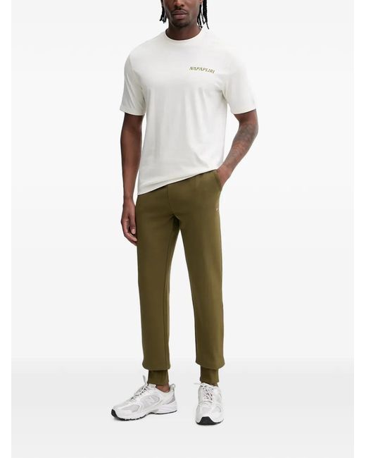 Napapijri Green Logo-Patch Drawstring Track Pants for men