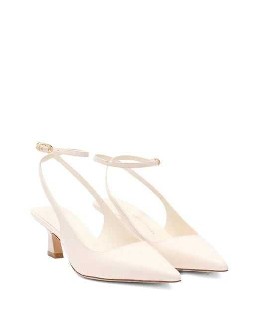 Stuart Weitzman White Vinnie Back Strap Pumps