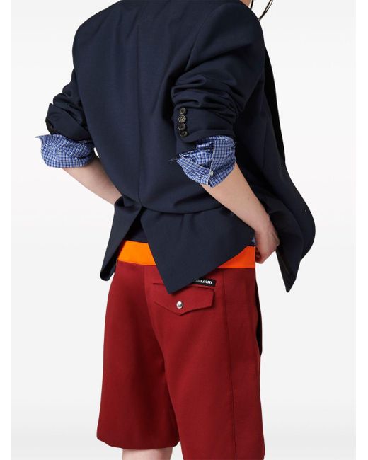 Miu Miu Red Contrasting-waistband Satin Shorts