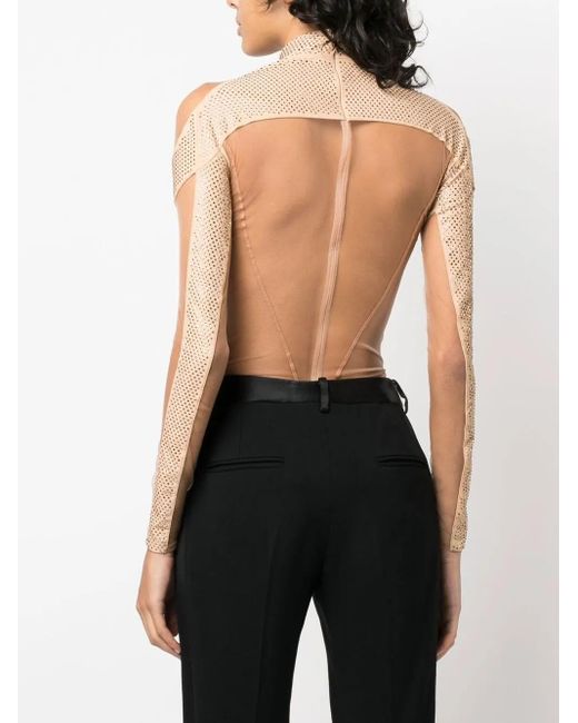 Mugler White Logo-Plaque Sheer-Panels Body
