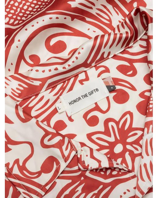 Honor The Gift Red Patterned-Print Long-Sleeves Shirt for men