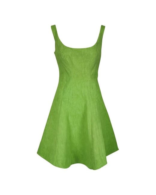 Lela Rose Green Square-Neck Mini Dress