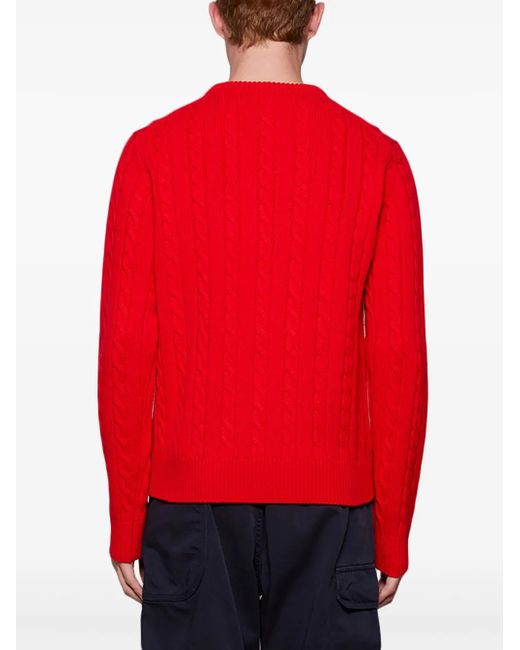 Fila Red Cable Knit Crew Neck Jumper for men