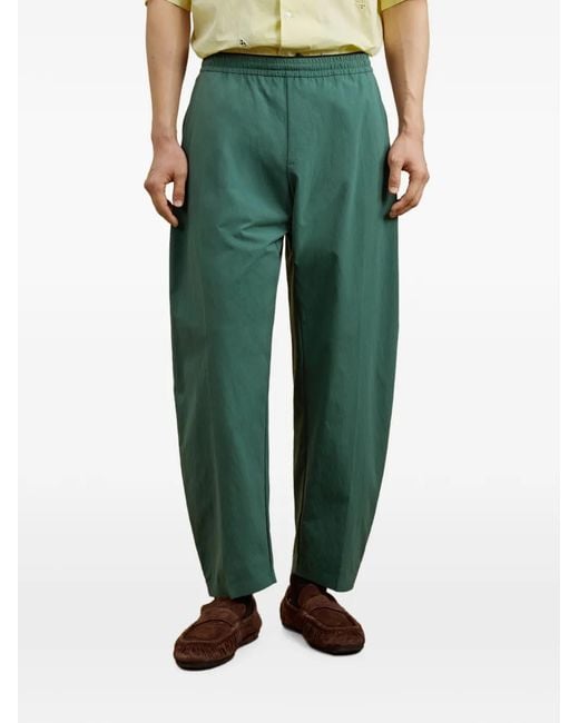 CROQUIS Green Relaxed-Fit Curved-Leg Trousers for men