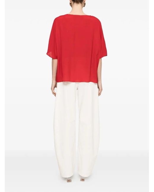 Nissa Red Pleat-Detail Top