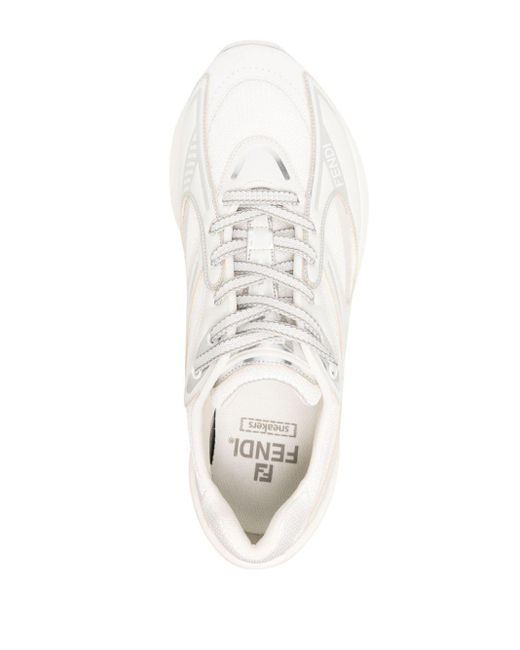 Fendi White First 1 Panelled Sneakers