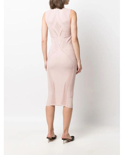 Wolford Pink Ajouré Net Mid-Length Dress