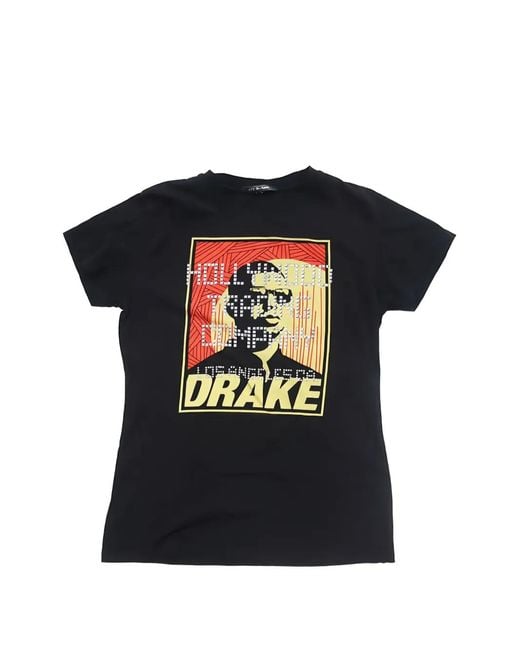 HTC Black Drake Lux Studded Graphic-Print T-Shirt for men