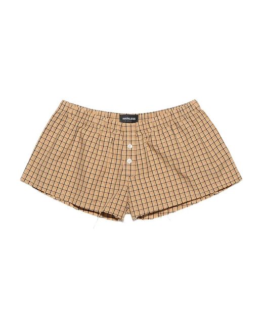 Bermudas holgadas a cuadros Mainless de color Natural