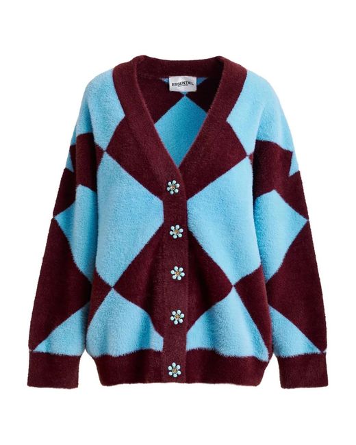 Essentiel Antwerp Red Diamond-Pattern Cardigan