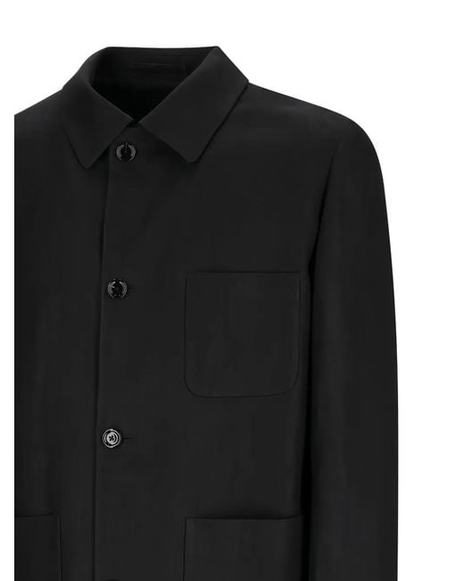 Lardini Black Patch-Pocket Shirt Jacket for men