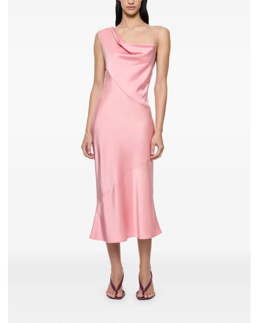 Paris Georgia Pink Minka Cowl-Neck Slip Midi Dress