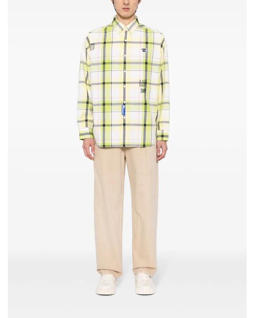 Aape By A Bathing Ape Yellow Plaid Cotton Shirt for men