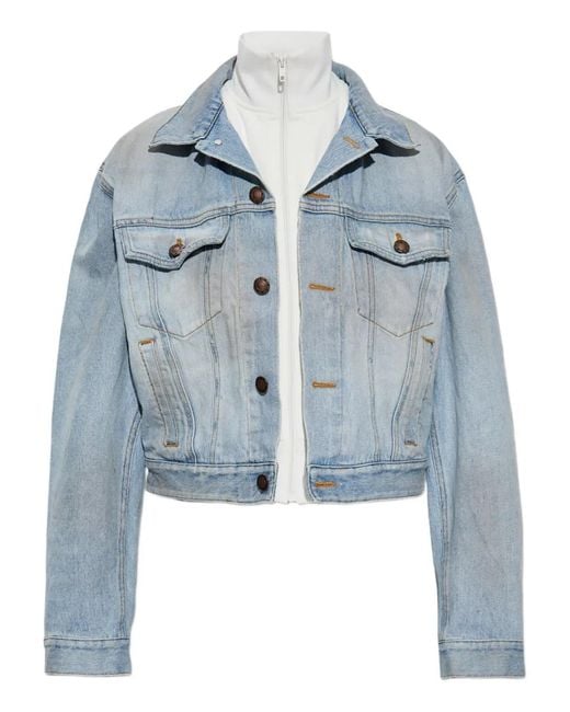 Balenciaga Blue Veste En Jean À Design Superposé