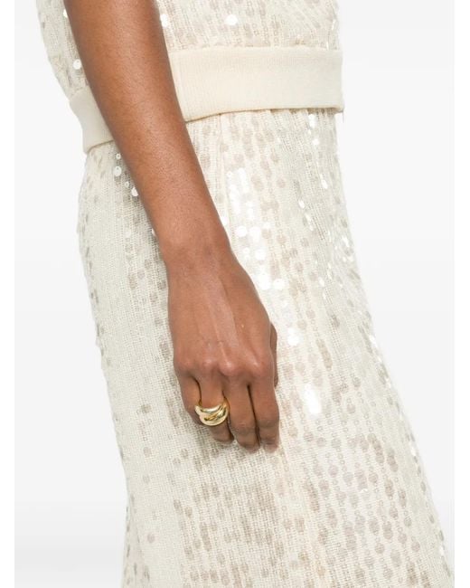 Peserico White Sequin-Embellished Pocket Trousers