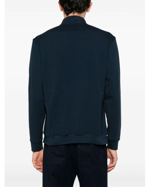 Kiton Blue Cotton Zip-up Sweatshirt for men