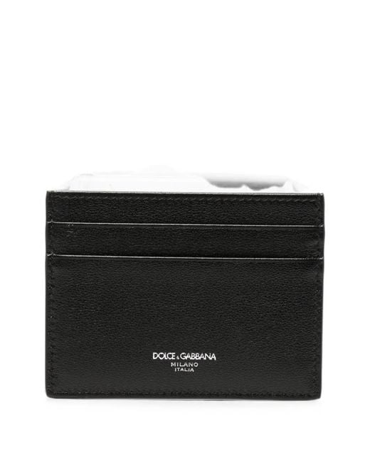 Dolce & Gabbana Black Logo-Print Leather Cardholder for men
