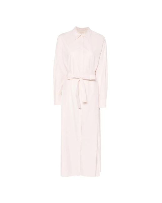 Twinset Pink Belted Pleated Shirt Dress