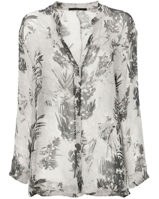 Transit Gray Floral-print Crepe Shirt
