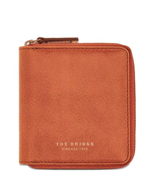 The Bridge Orange Chain-Link Leather Wallet for men