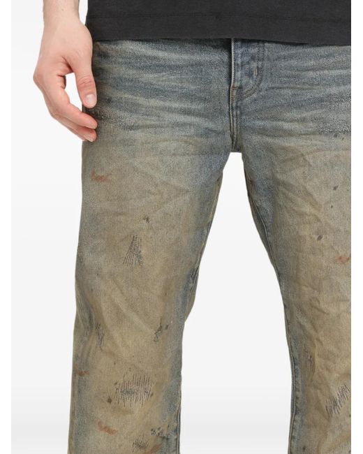 Purple Brand Gray Distressed Paint-Splatter Jeans for men