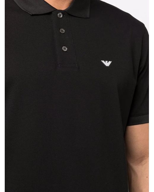 Emporio Armani Black Logo Cotton Polo Shirt for men
