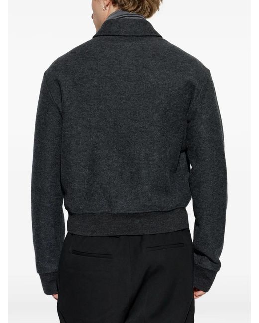 Jil Sander Blue Zip-Up Ribbed-Trim Bomber Jacket for men