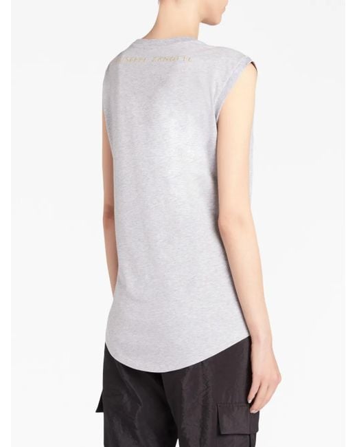 Giuseppe Zanotti White Ursella Logo-Embroidered Sleeveless Cotton Tank Top