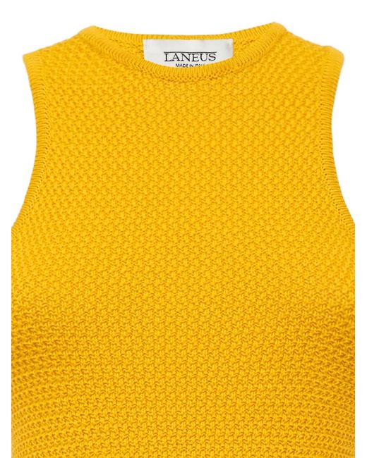 Laneus Yellow Sleeveless Knitted Dress